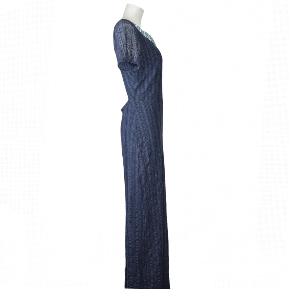 Anthropologie Brand M VK by Korovilas Blue Backless Beaded Collar Maxi Dress - Picture 4 of 9